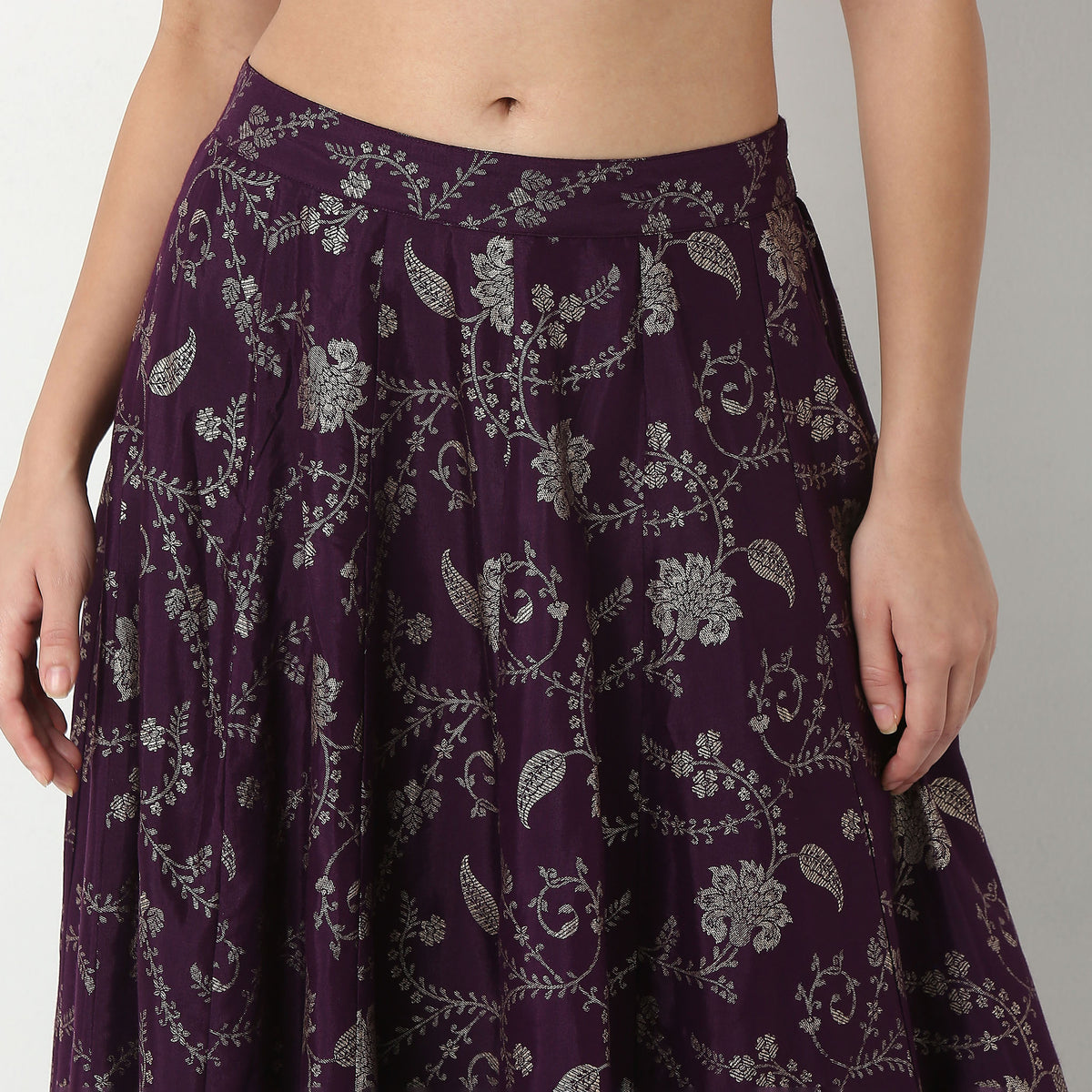 Printed Viscose Flared Skirt