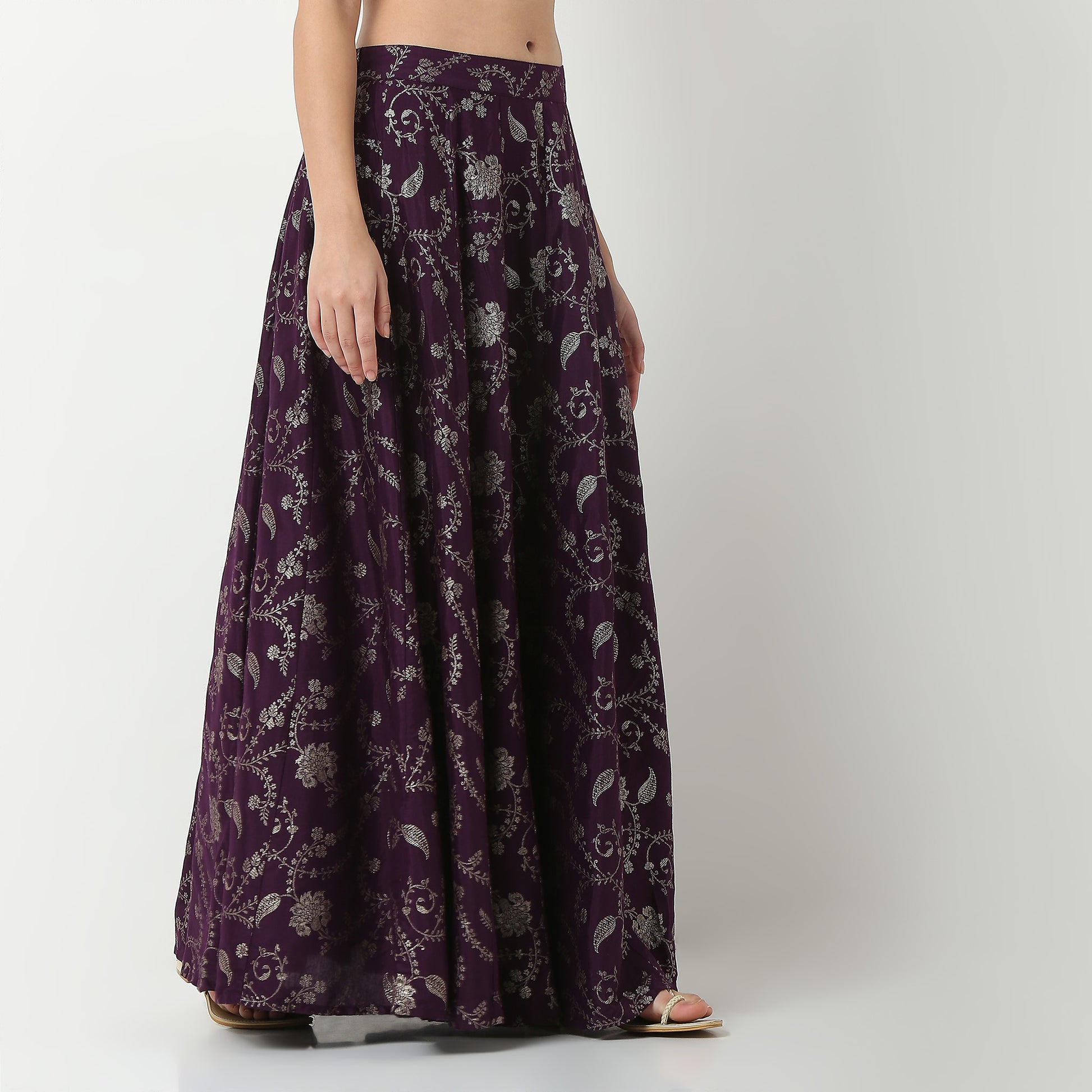 Printed Viscose Flared Skirt