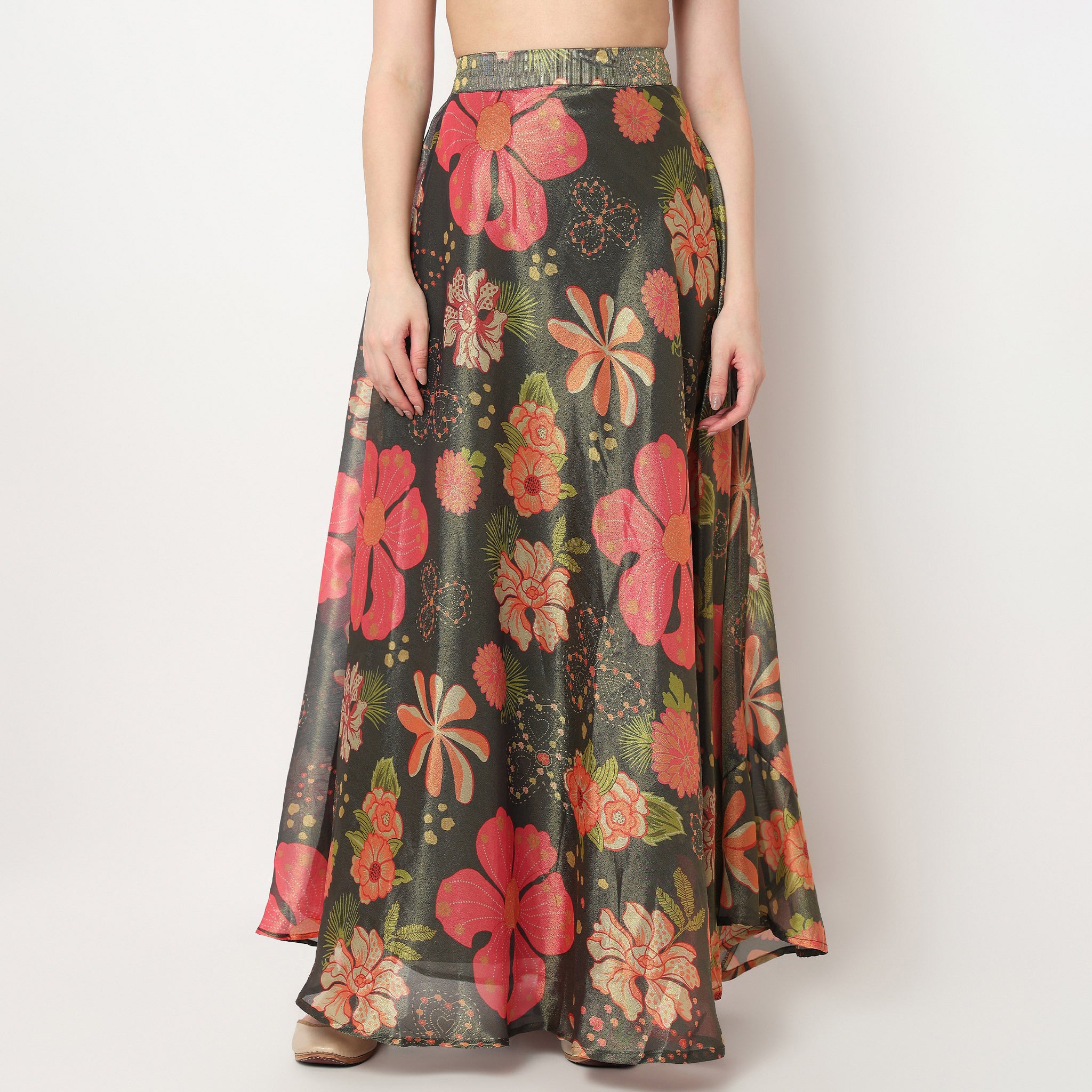 Printed Flared Skirt