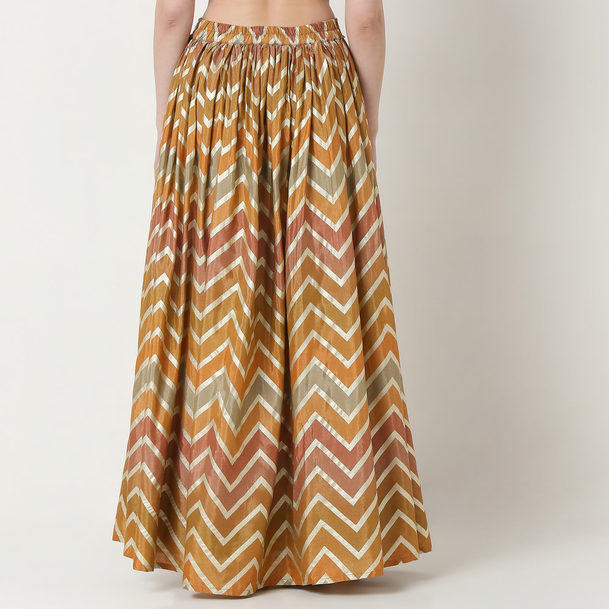 Printed Full Length Flared Skirt