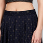 Foil Print Below Knee Flared Skirt