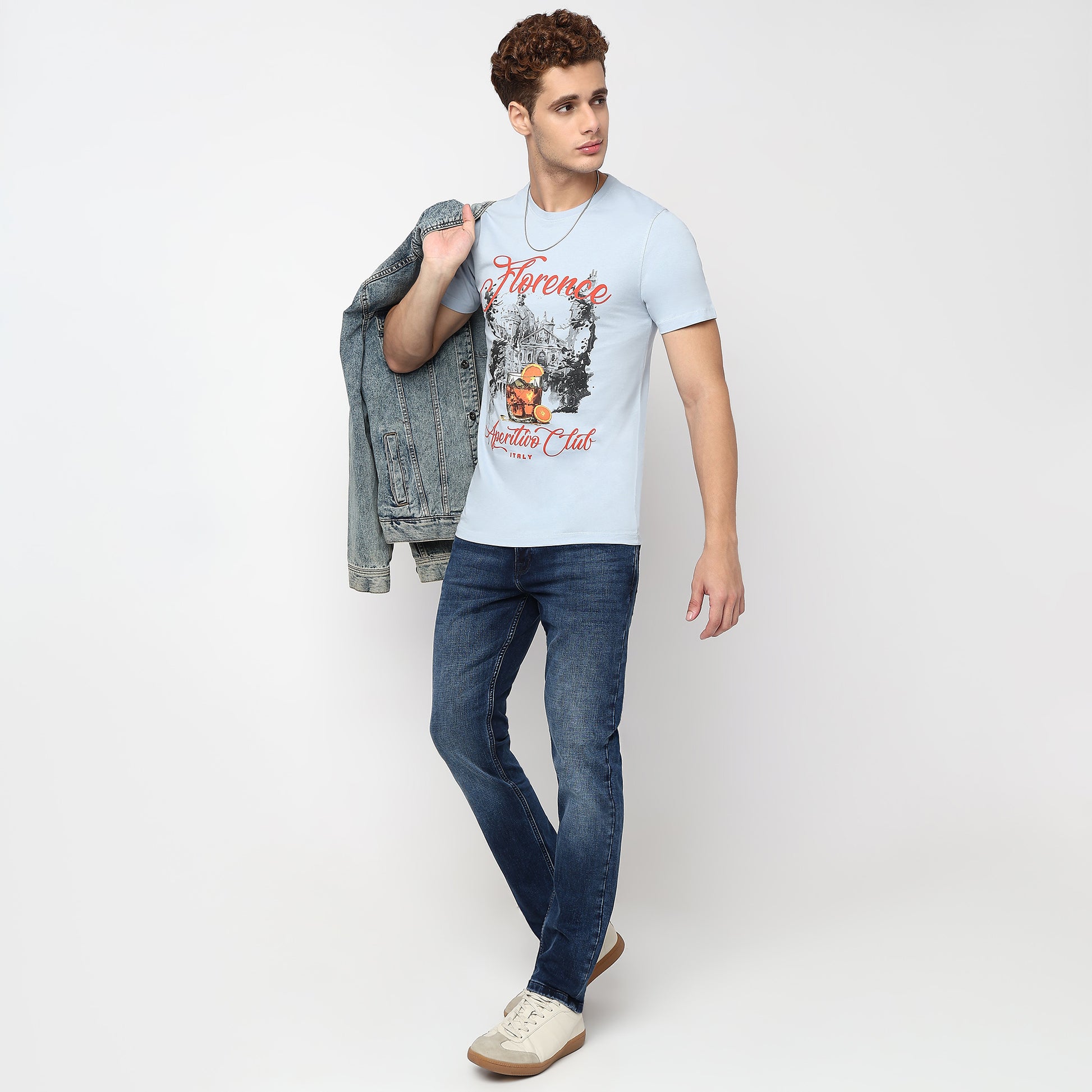 Knitted Graphic Crew Neck T-Shirt