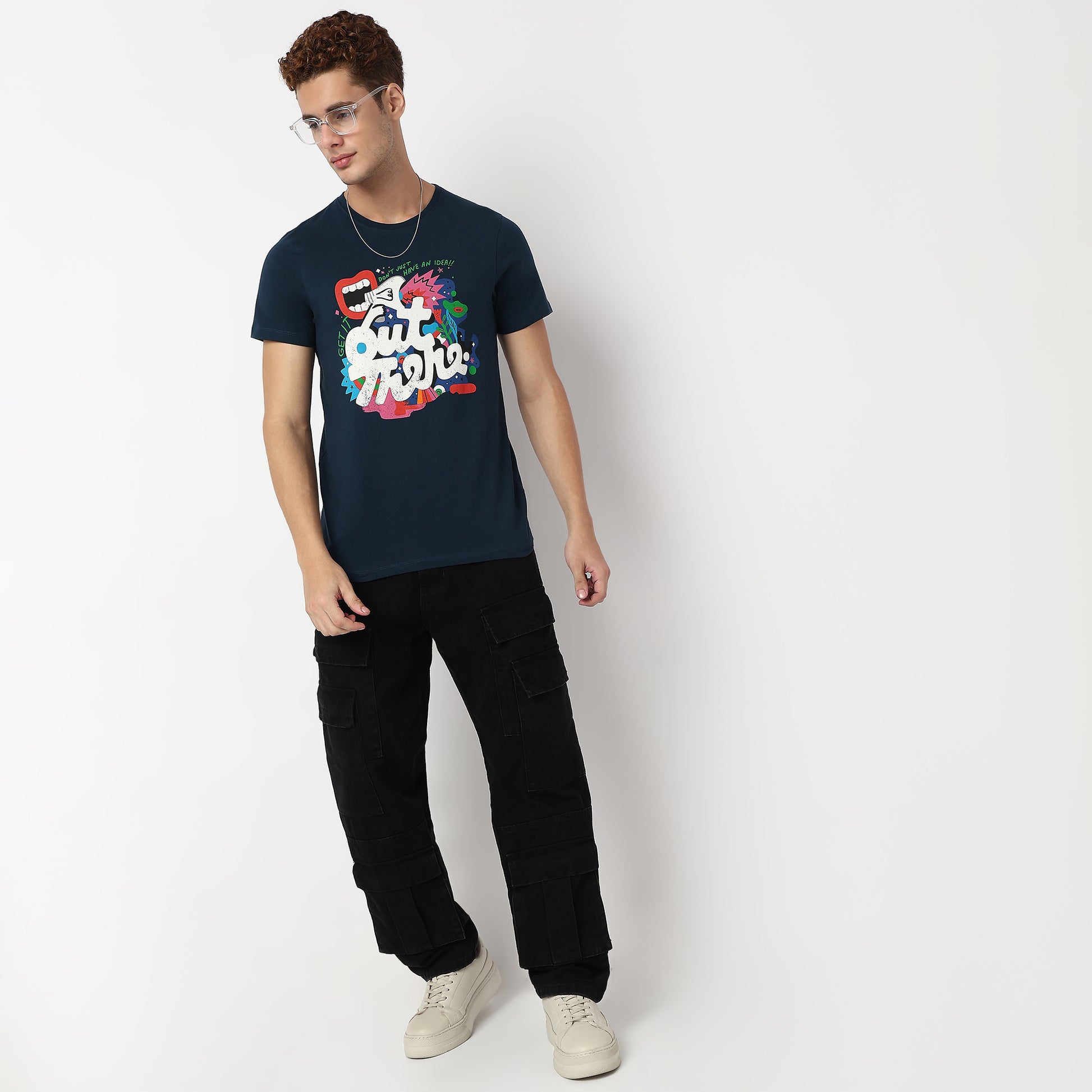 Knitted Graphic Crew Neck T-Shirt