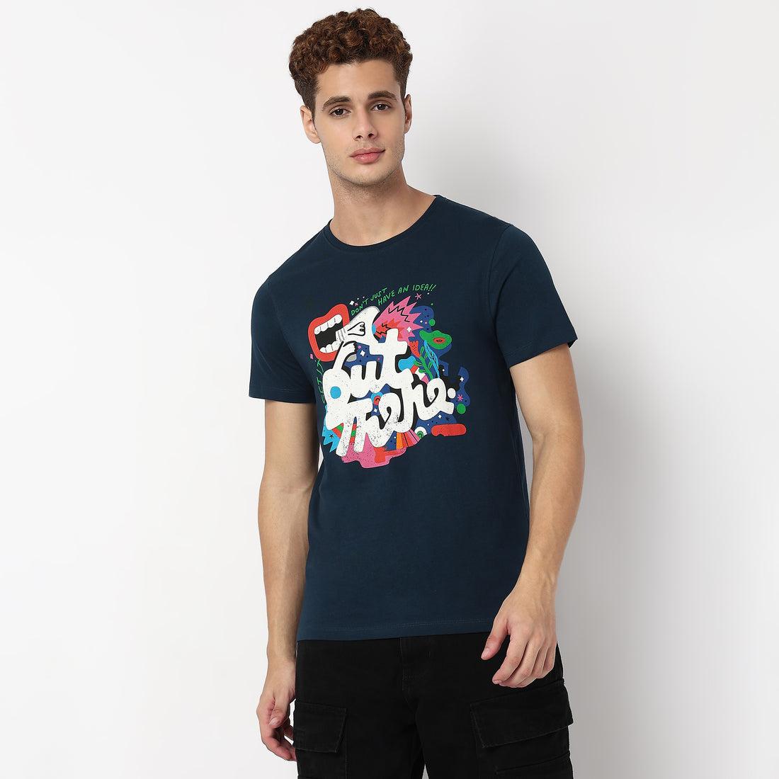 Knitted Graphic Crew Neck T-Shirt