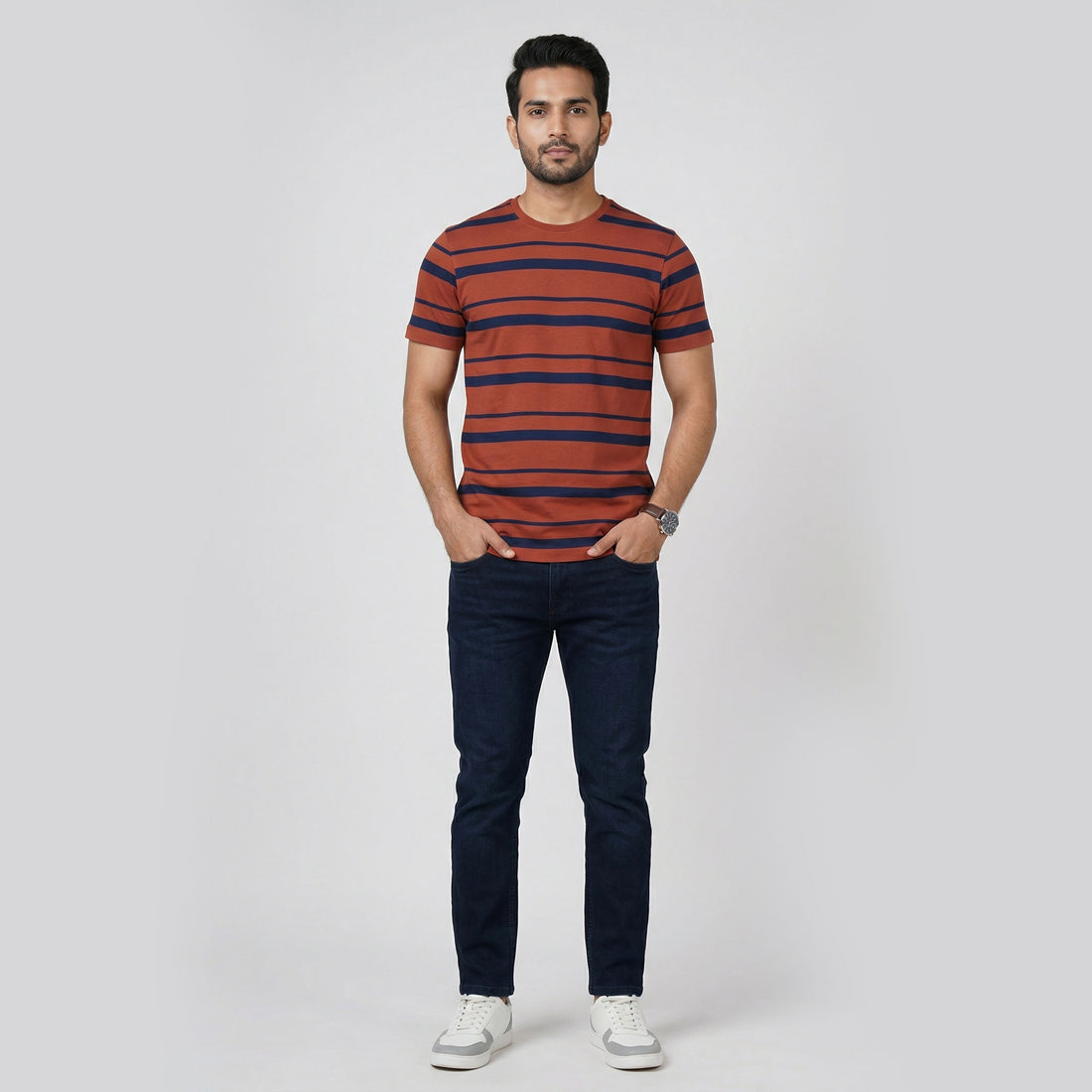 Striped Crew Neck Graphitee