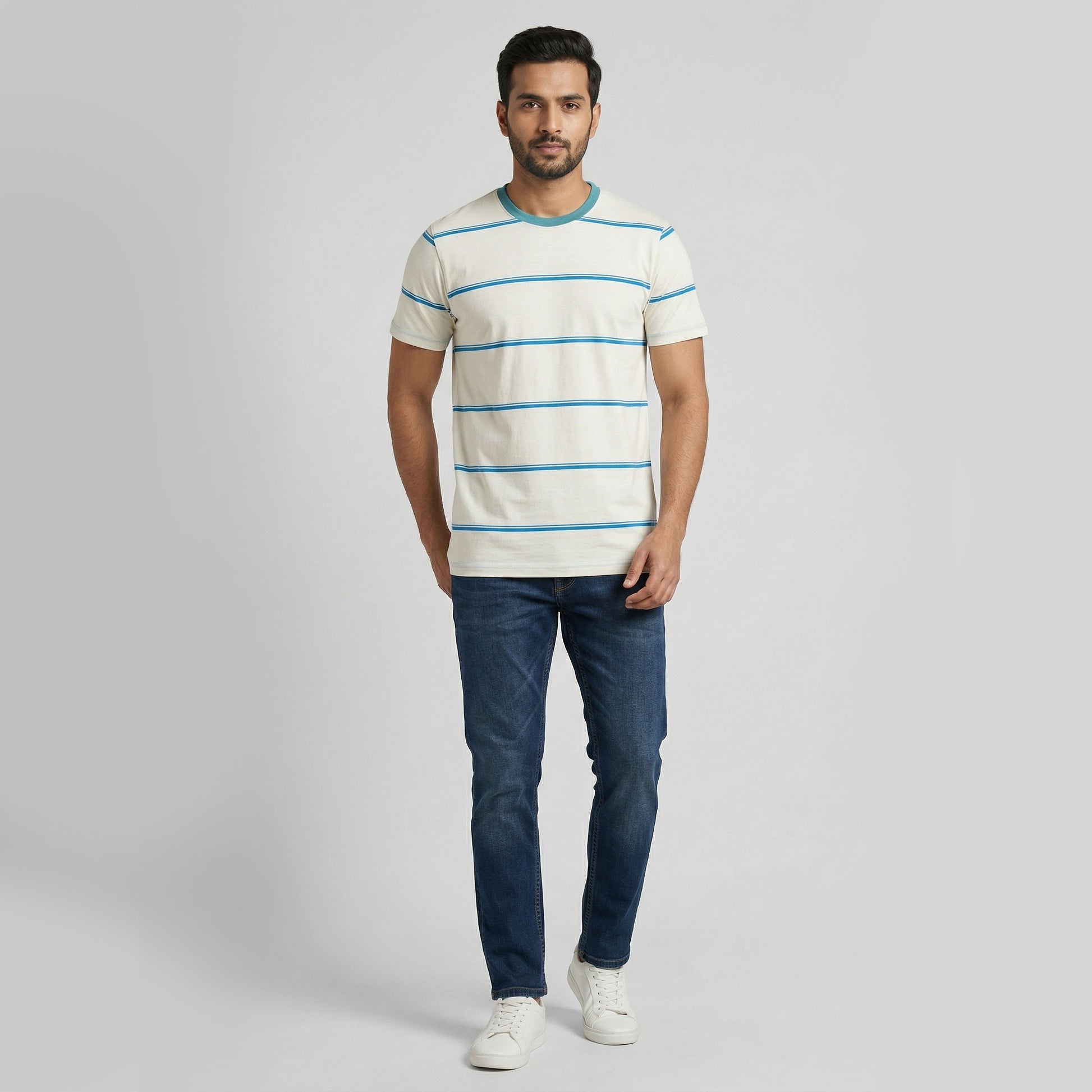 Striped Crew Neck Graphitee