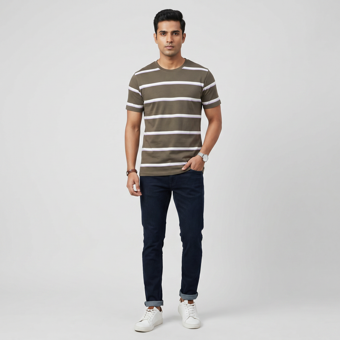 Striped Crew Neck Graphitee