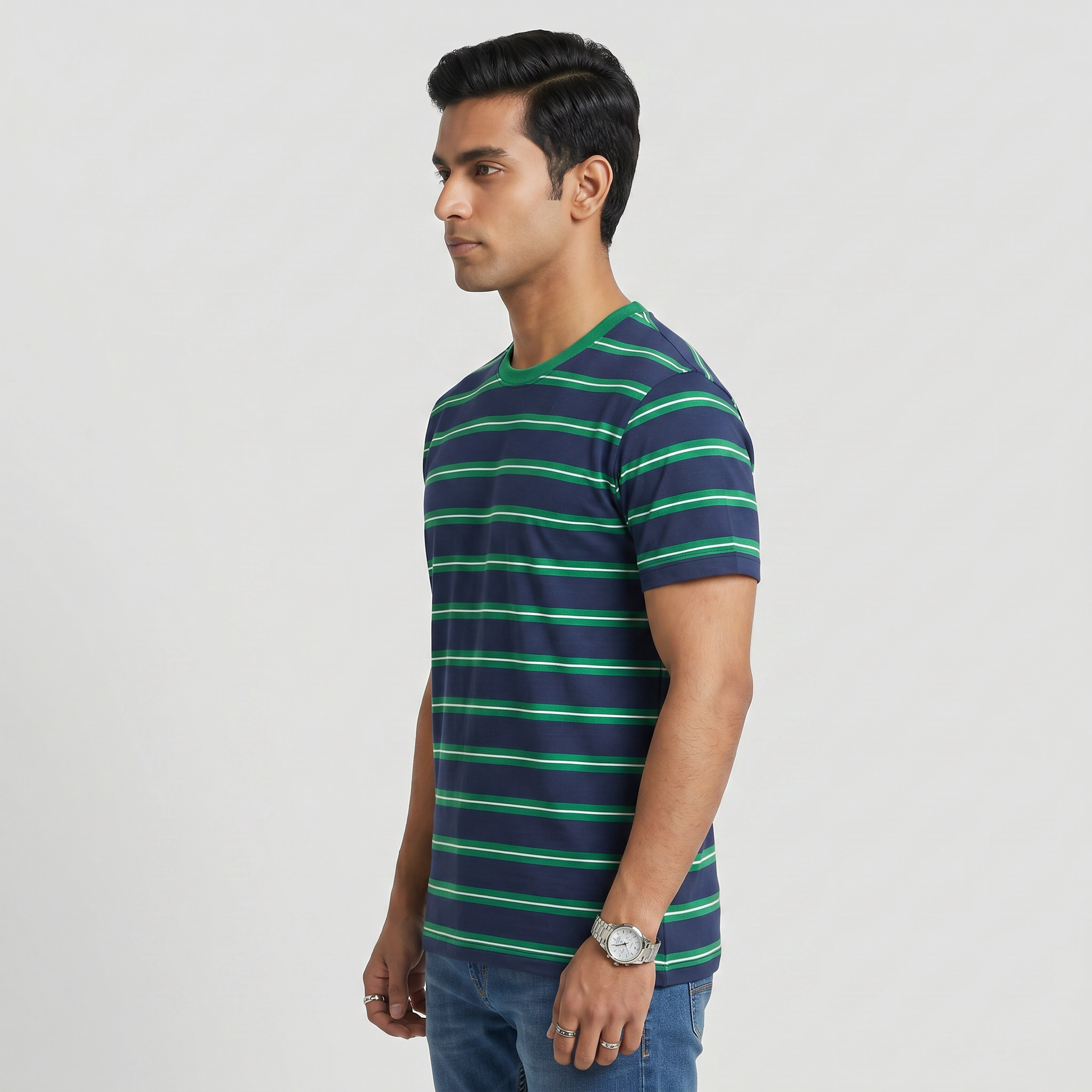 Striped Crew Neck Graphitee
