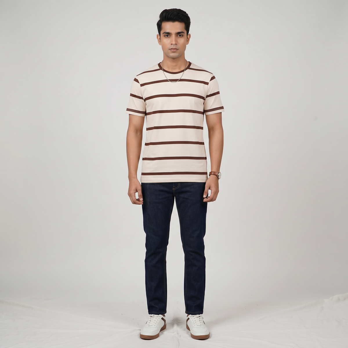 Striped Crew Neck Graphitee