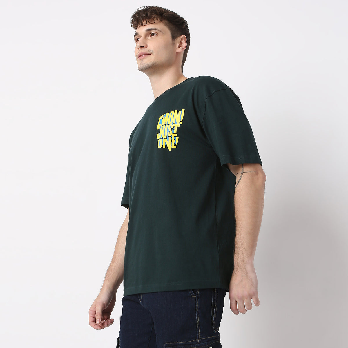 Oversize Graphic Crew Neck Modern Street Slogan T-Shirt