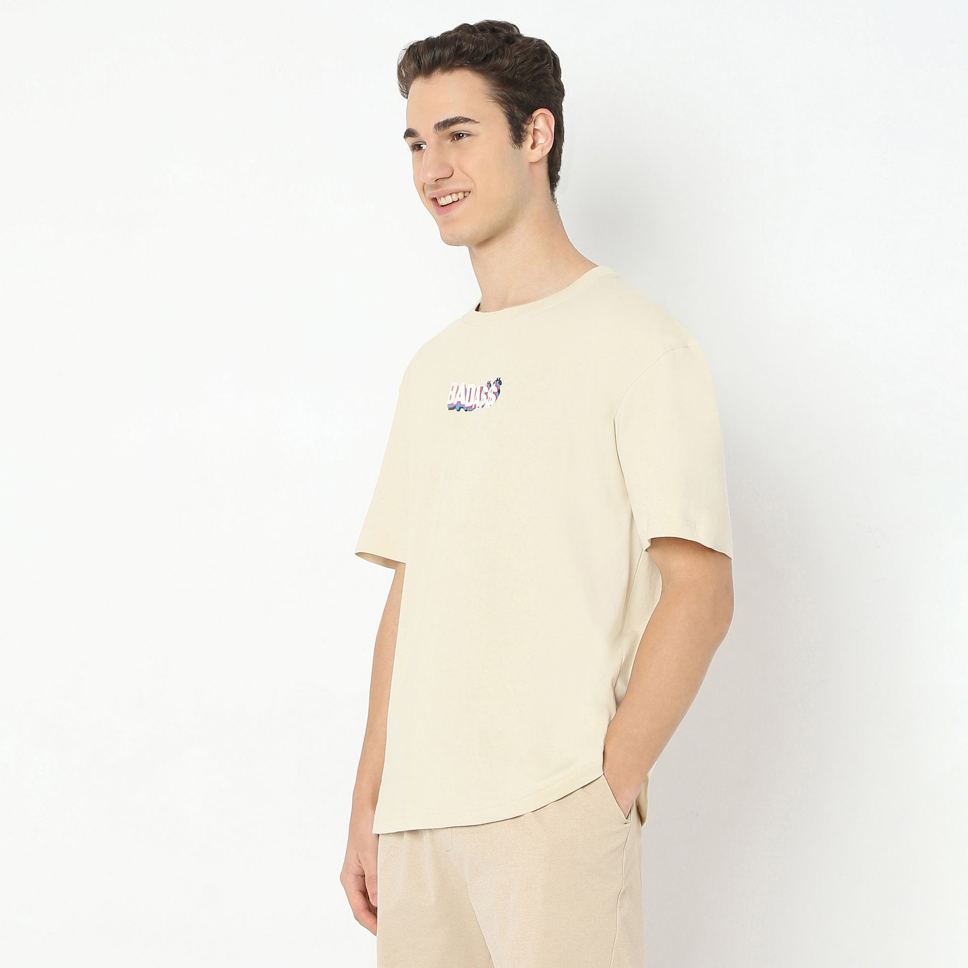 Oversize Graphic Crew Neck Modern Street Slogan T-Shirt