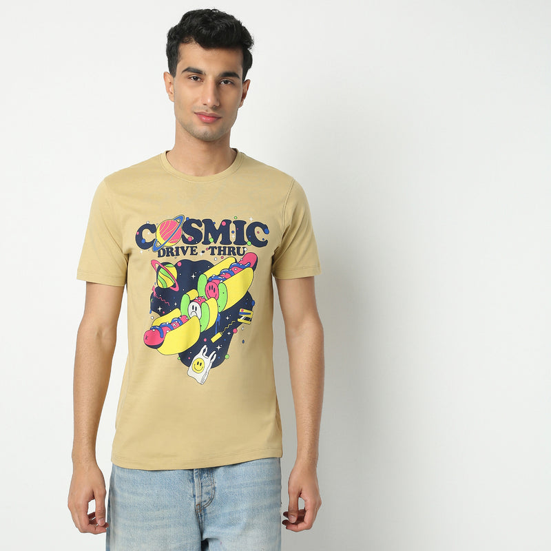 Regular Fit Graphic Crew Neck T-Shirt