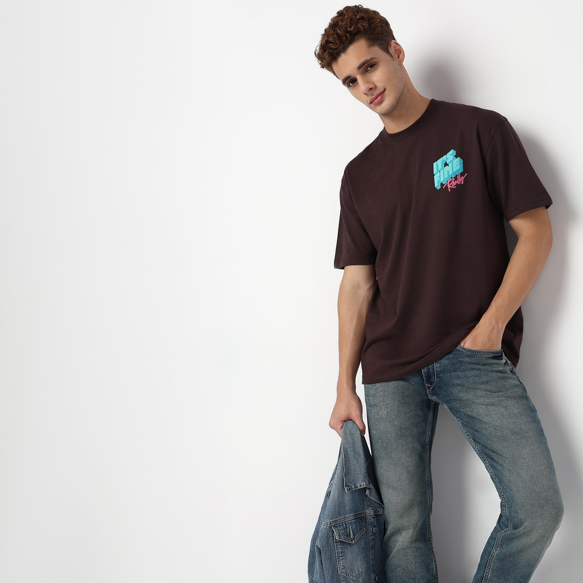 Knitted Graphic Crew Neck Slogan Oversize T-Shirt