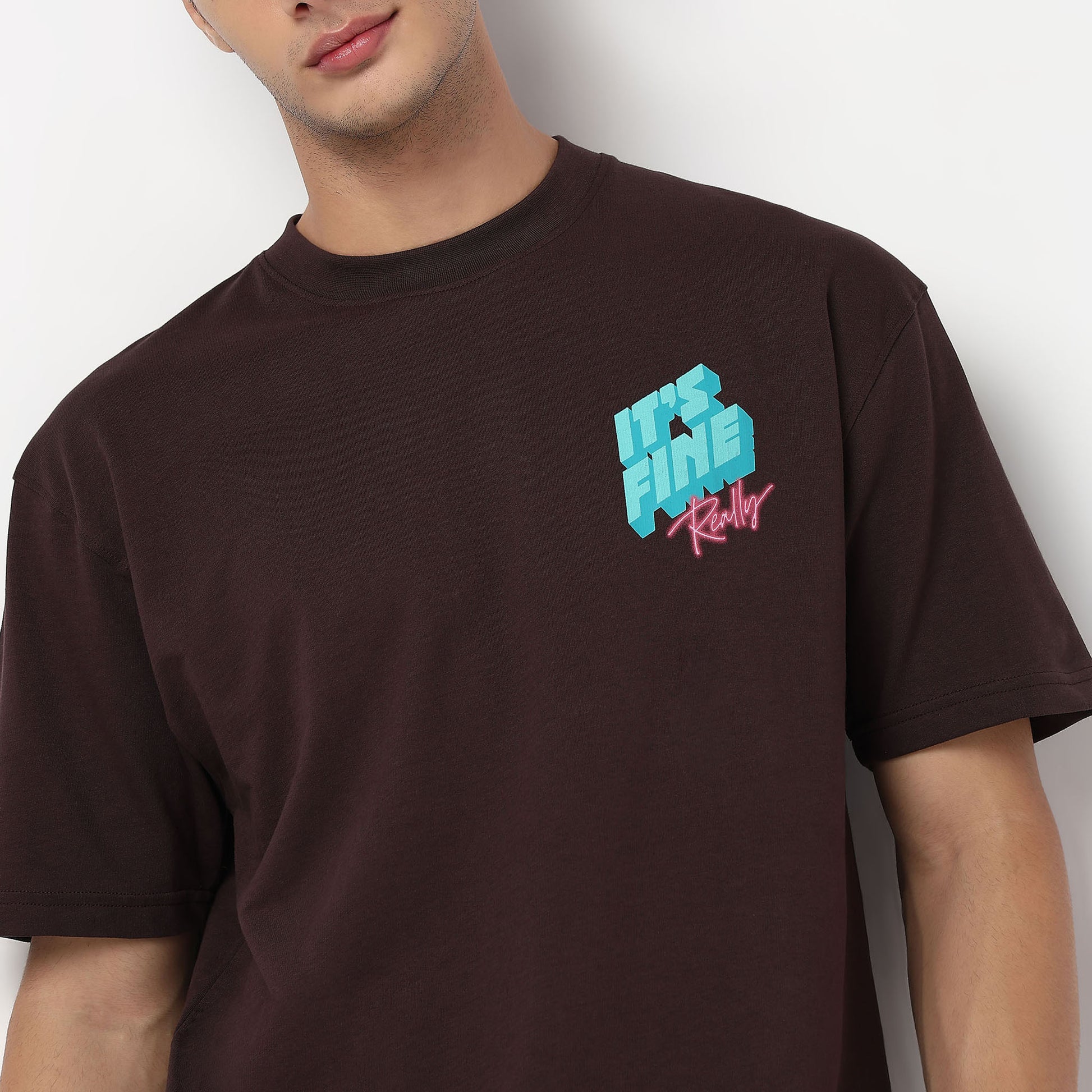 Knitted Graphic Crew Neck Slogan Oversize T-Shirt