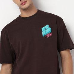 Knitted Graphic Crew Neck Slogan Oversize T-Shirt