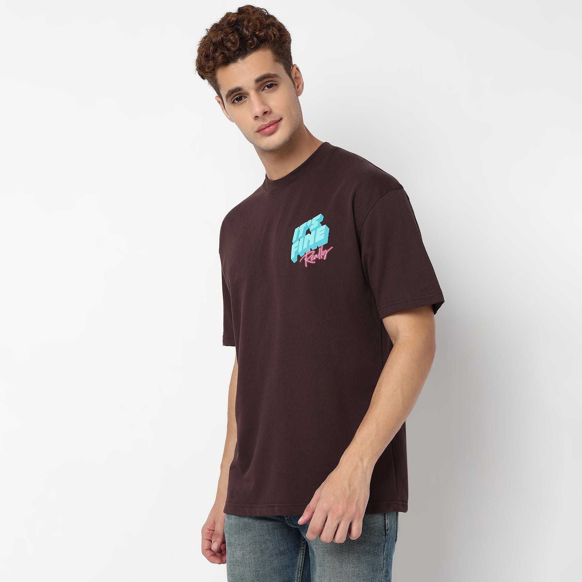 Knitted Graphic Crew Neck Slogan Oversize T-Shirt