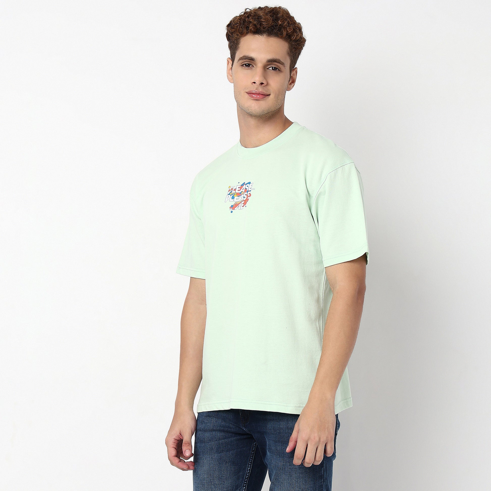 Knitted Graphic Crew Neck Slogan Oversize T-Shirt