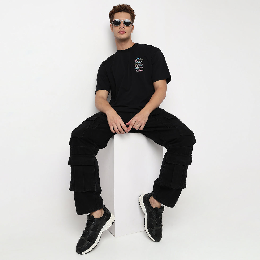 Knitted Graphic Crew Neck Slogan Oversize T-Shirt