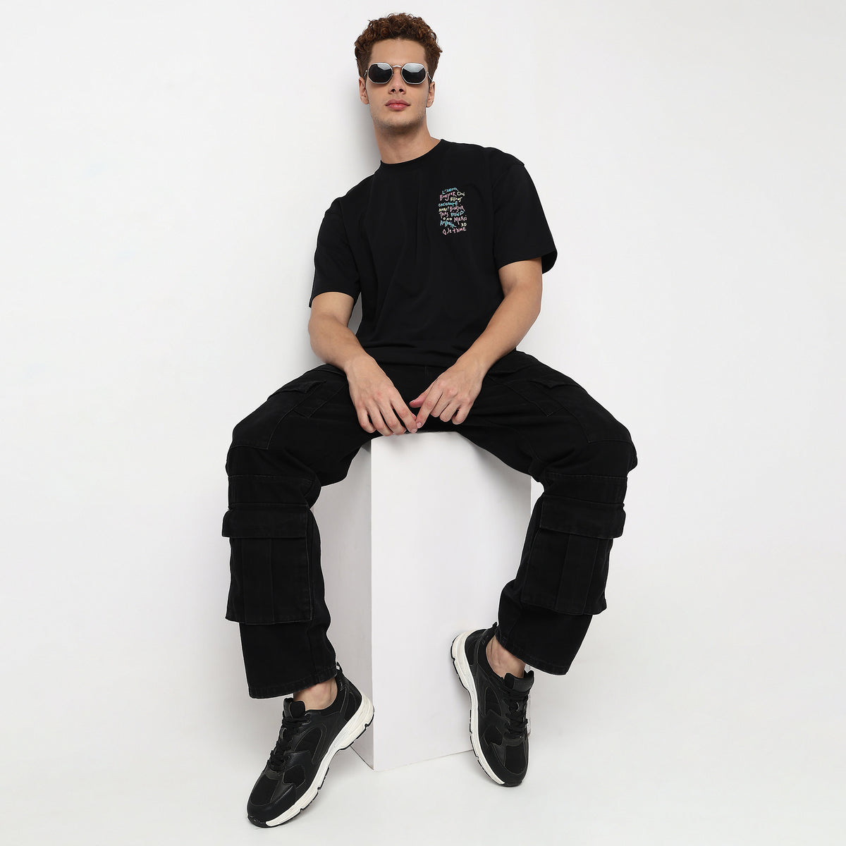 Knitted Graphic Crew Neck Slogan Oversize T-Shirt