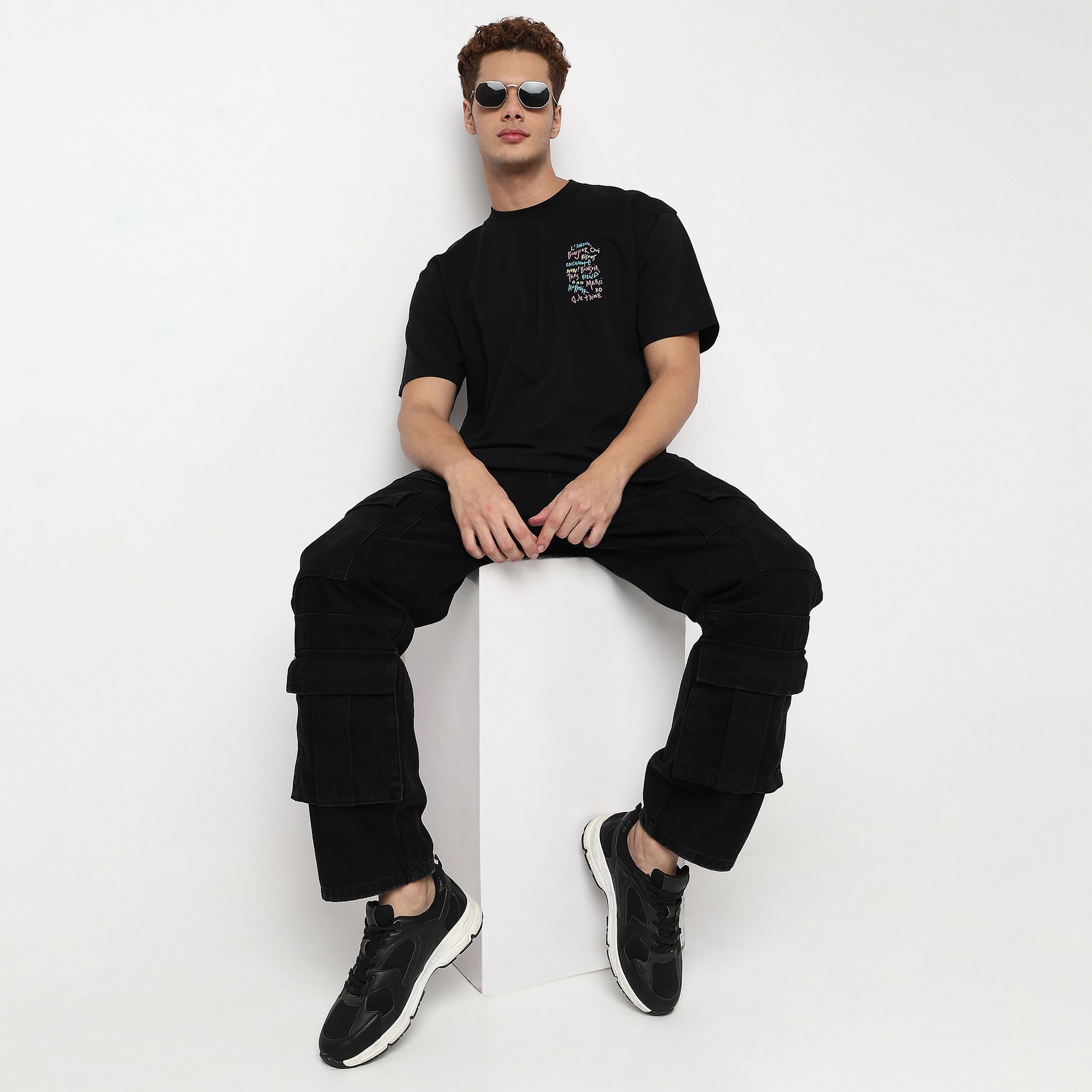 Knitted Graphic Crew Neck Slogan Oversize T-Shirt