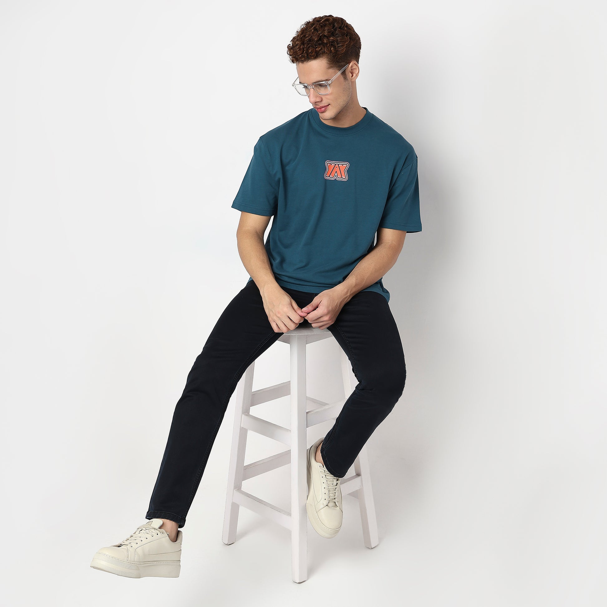 Knitted Graphic Crew Neck Slogan Oversize T-Shirt