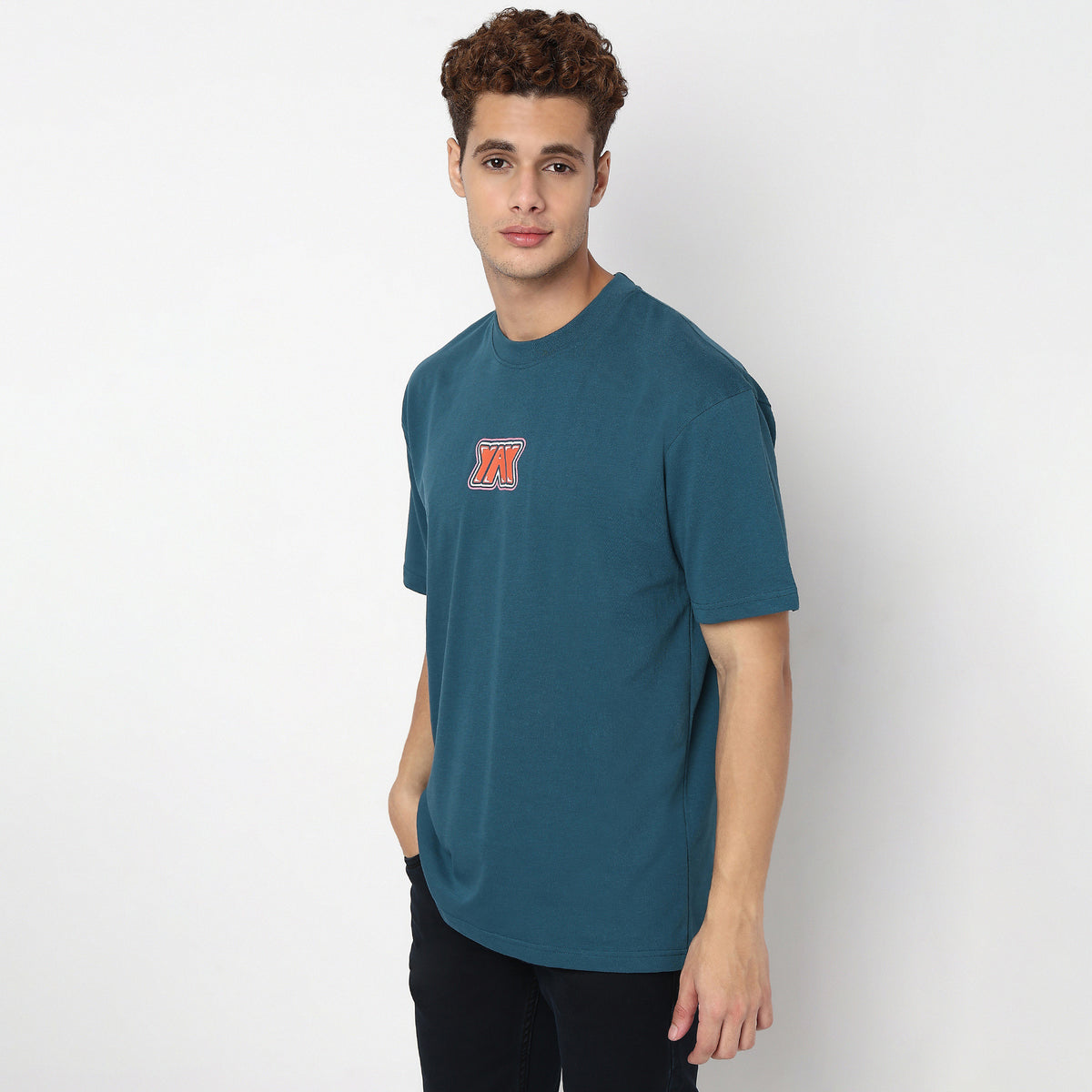 Knitted Graphic Crew Neck Slogan Oversize T-Shirt