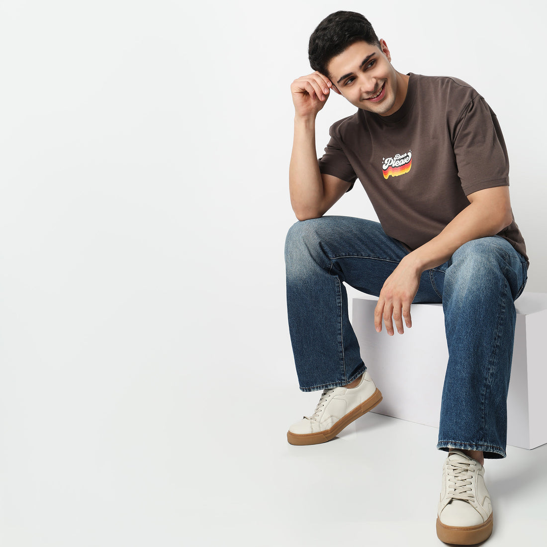 Oversize Cotton Slogan T-Shirt