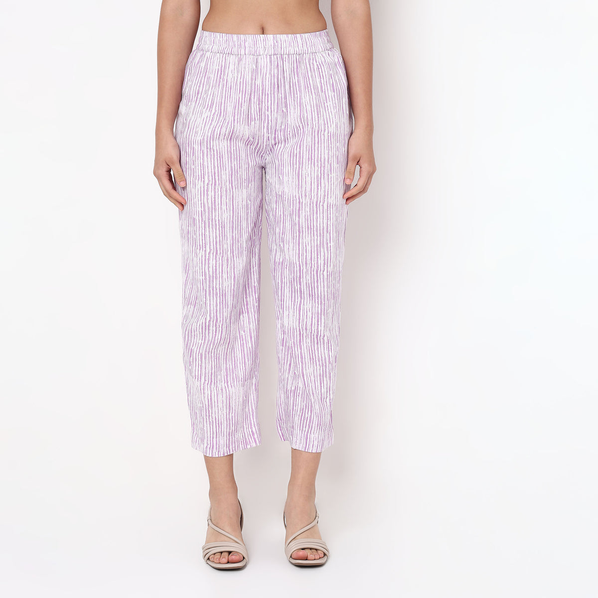 Straight Fit Printed Full Length Mid Rise Ethnic Pants