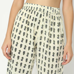 Straight Fit Printed Full Length Mid Rise Ethnic Pants