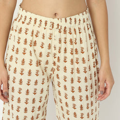 Straight Fit Printed Full Length Mid Rise Ethnic Pants