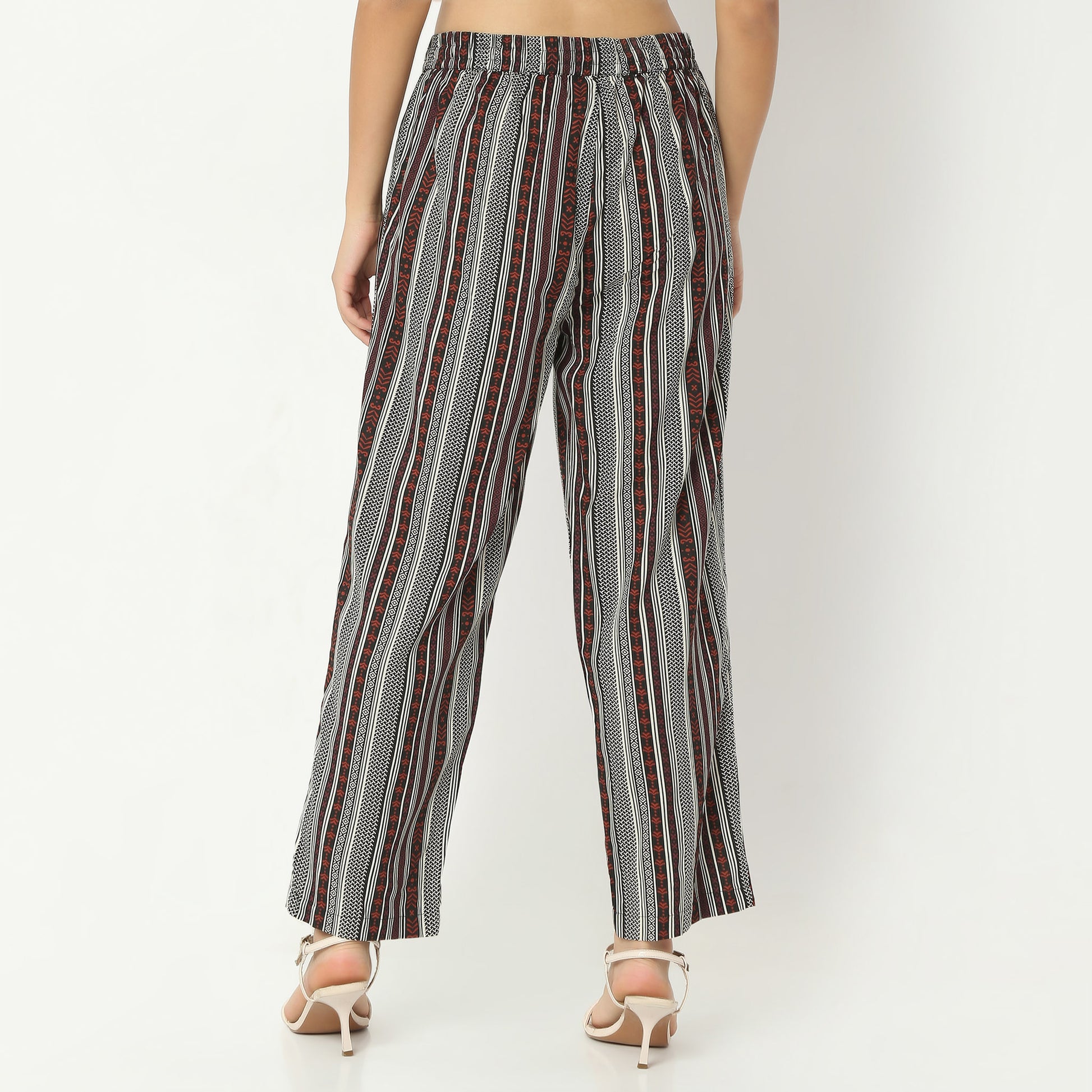Straight Fit Printed Full Length Mid Rise Ethnic Pants