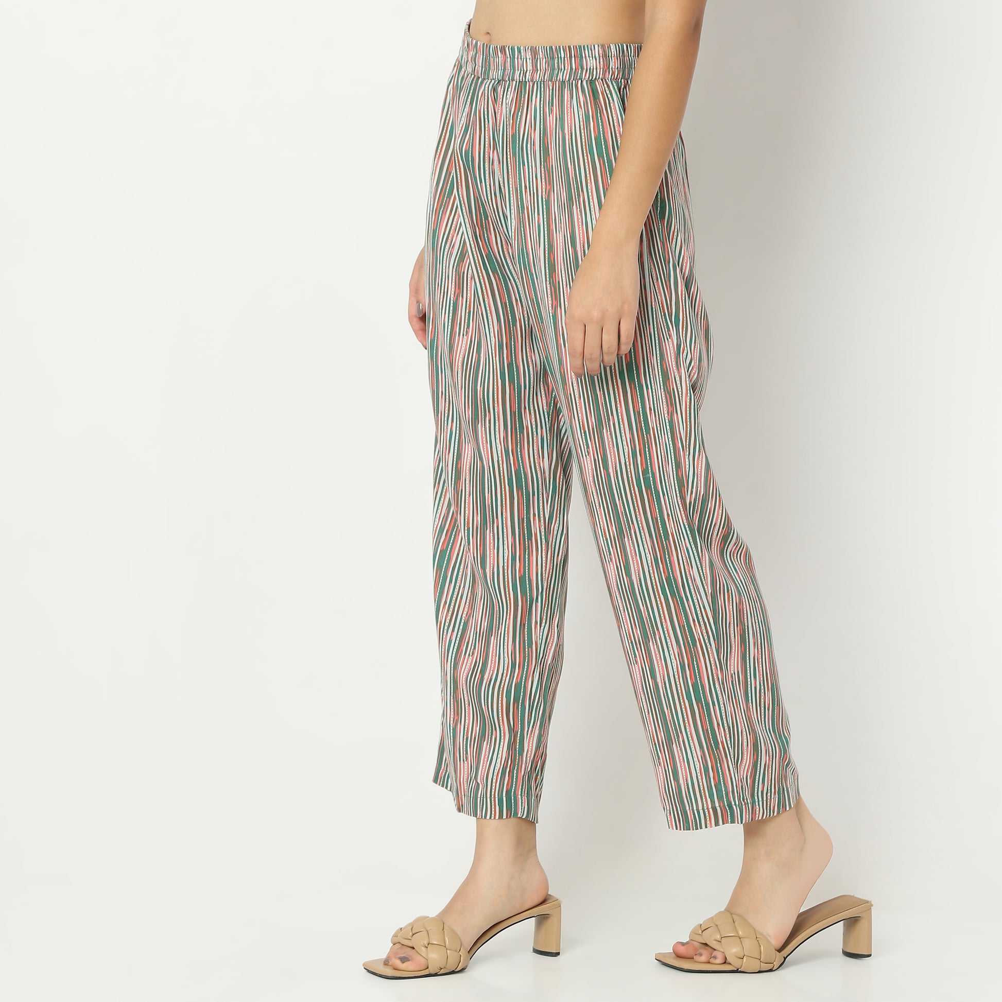 Straight Fit Printed Full Length Mid Rise Ethnic Pants