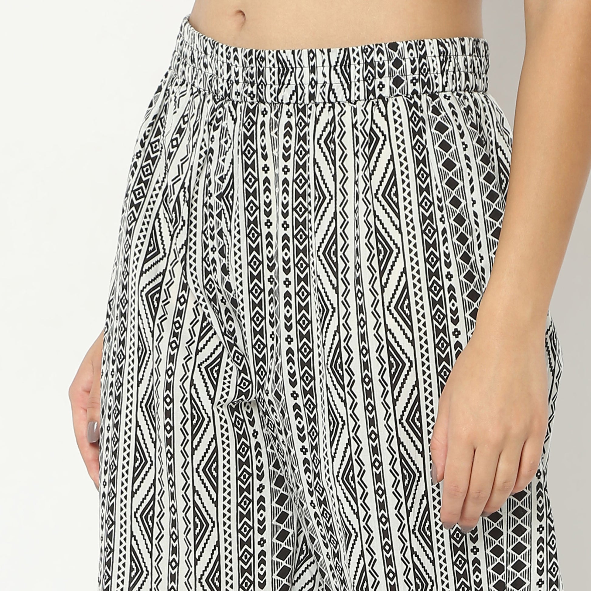 Straight Fit Printed Full Length Mid Rise Ethnic Pants