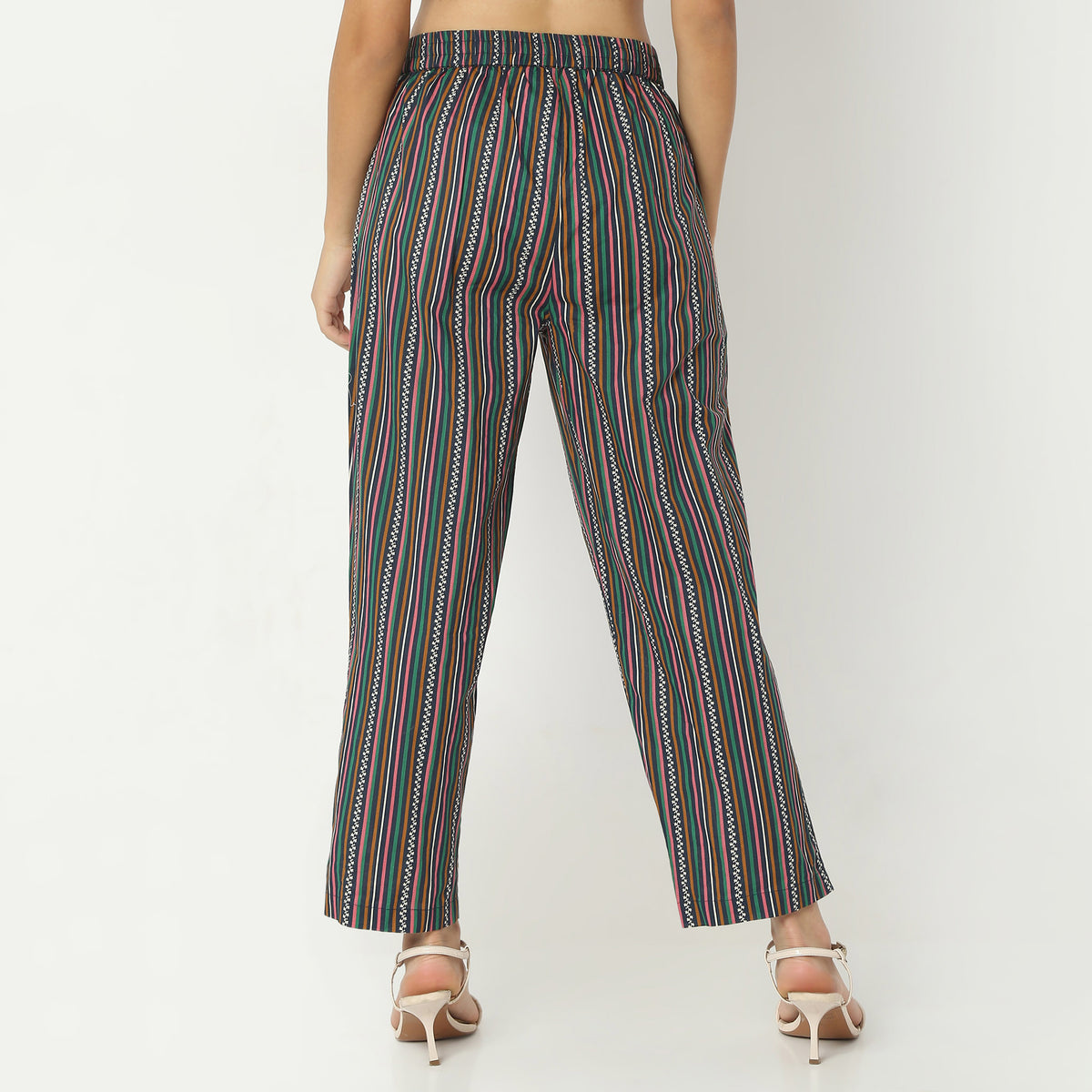 Straight Fit Printed Full Length Mid Rise Ethnic Pants