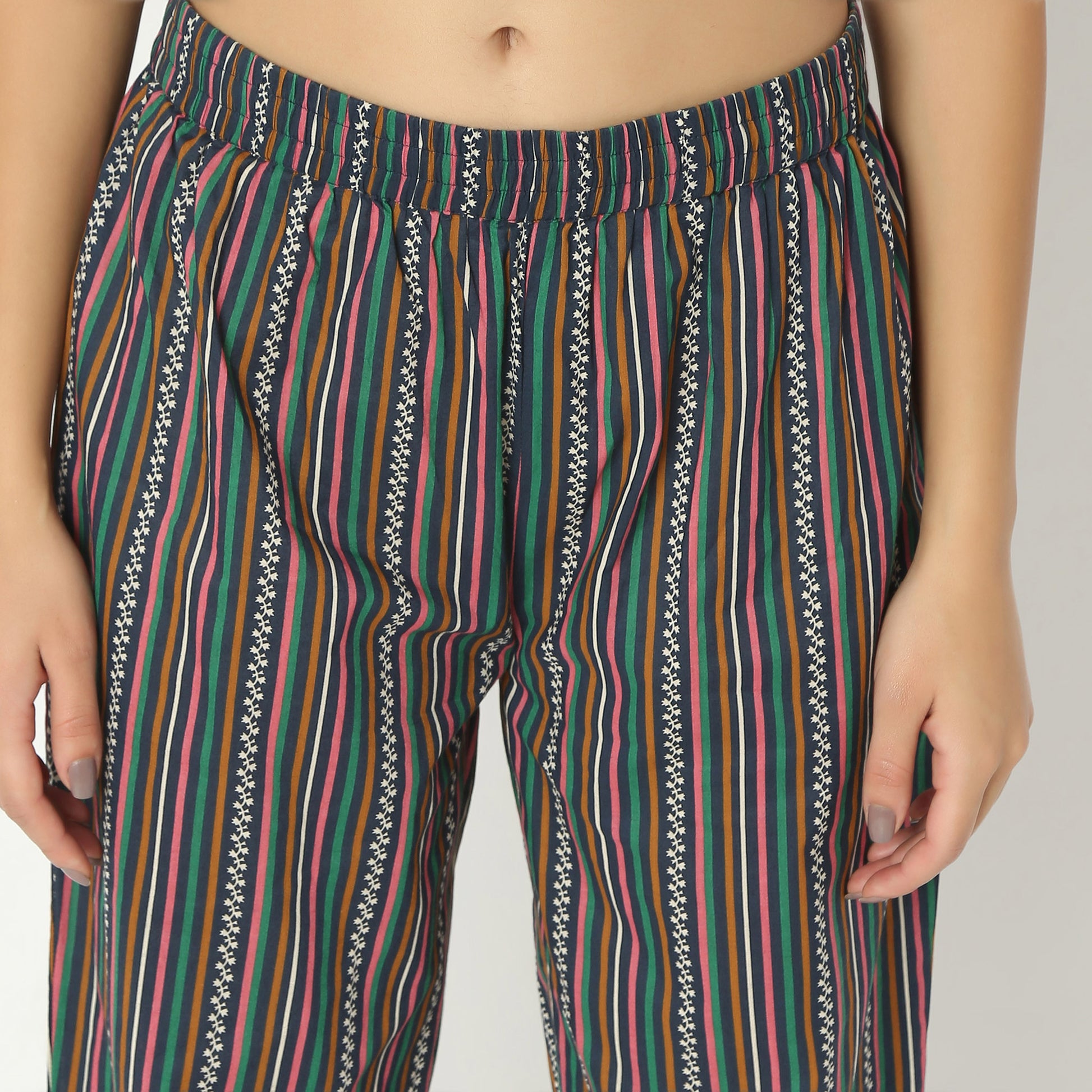 Straight Fit Printed Full Length Mid Rise Ethnic Pants