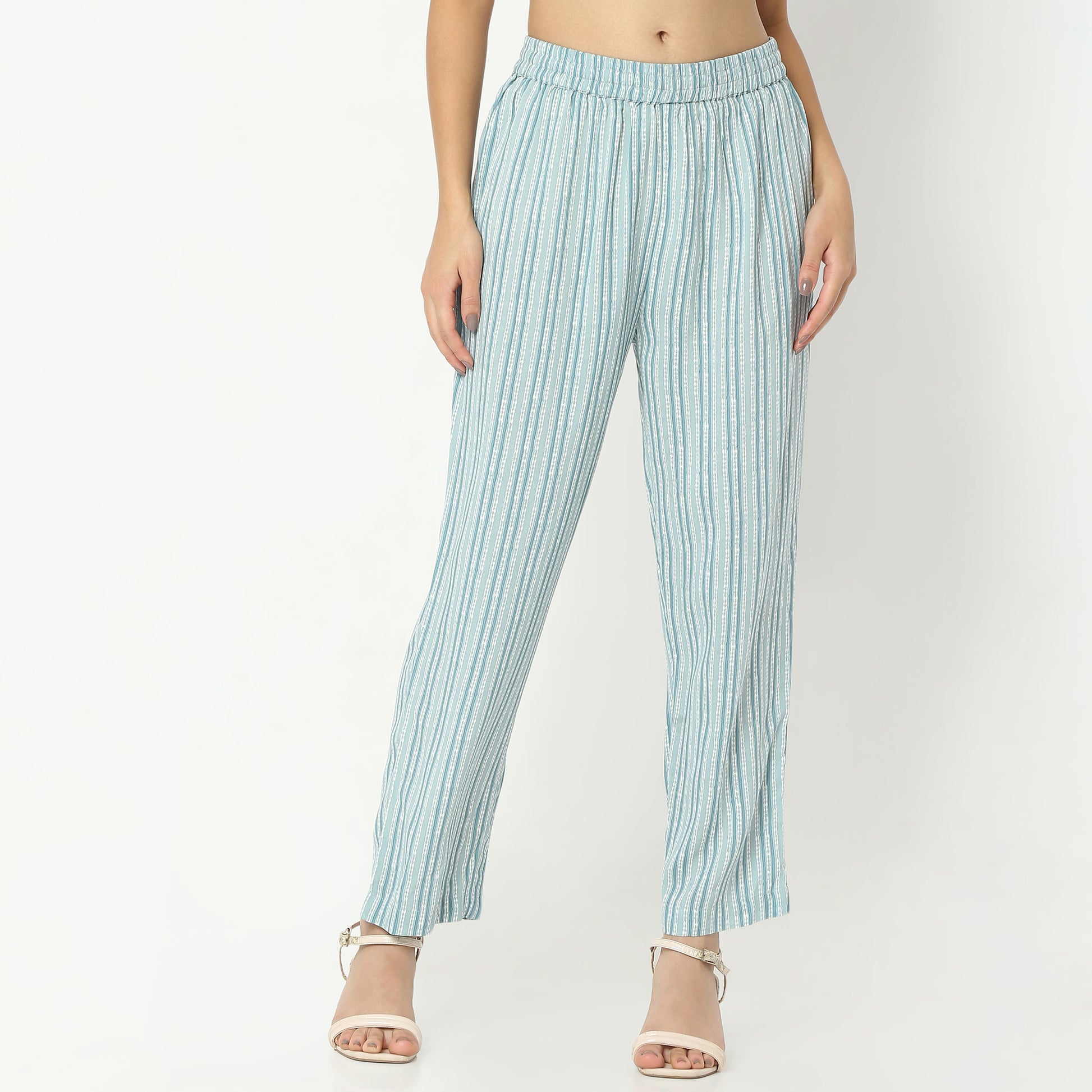 Straight Fit Printed Full Length Mid Rise Ethnic Pants