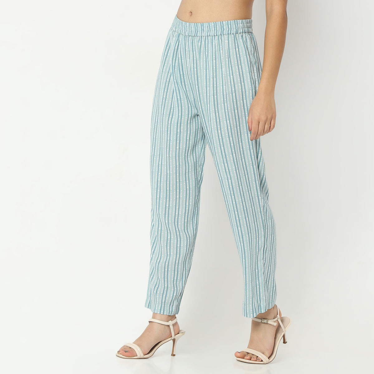 Straight Fit Printed Full Length Mid Rise Ethnic Pants