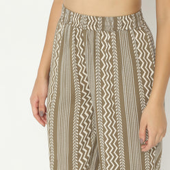 Straight Fit Printed Full Length Mid Rise Ethnic Pants