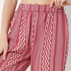 Straight Fit Printed Ankle Length Mid Rise Pants