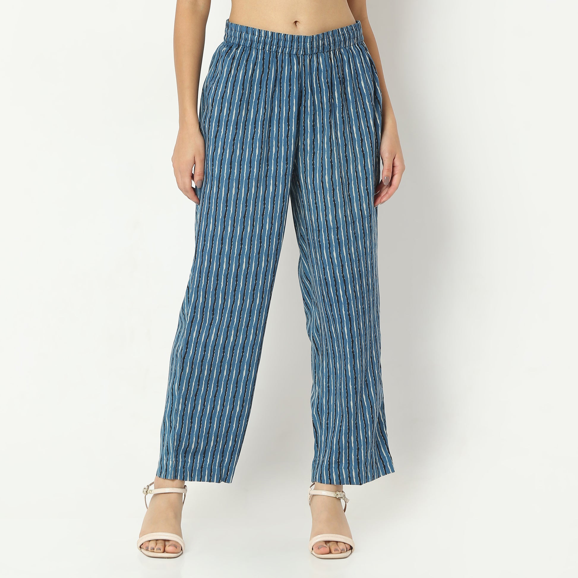 Straight Fit Printed Full Length Mid Rise Ethnic Pants