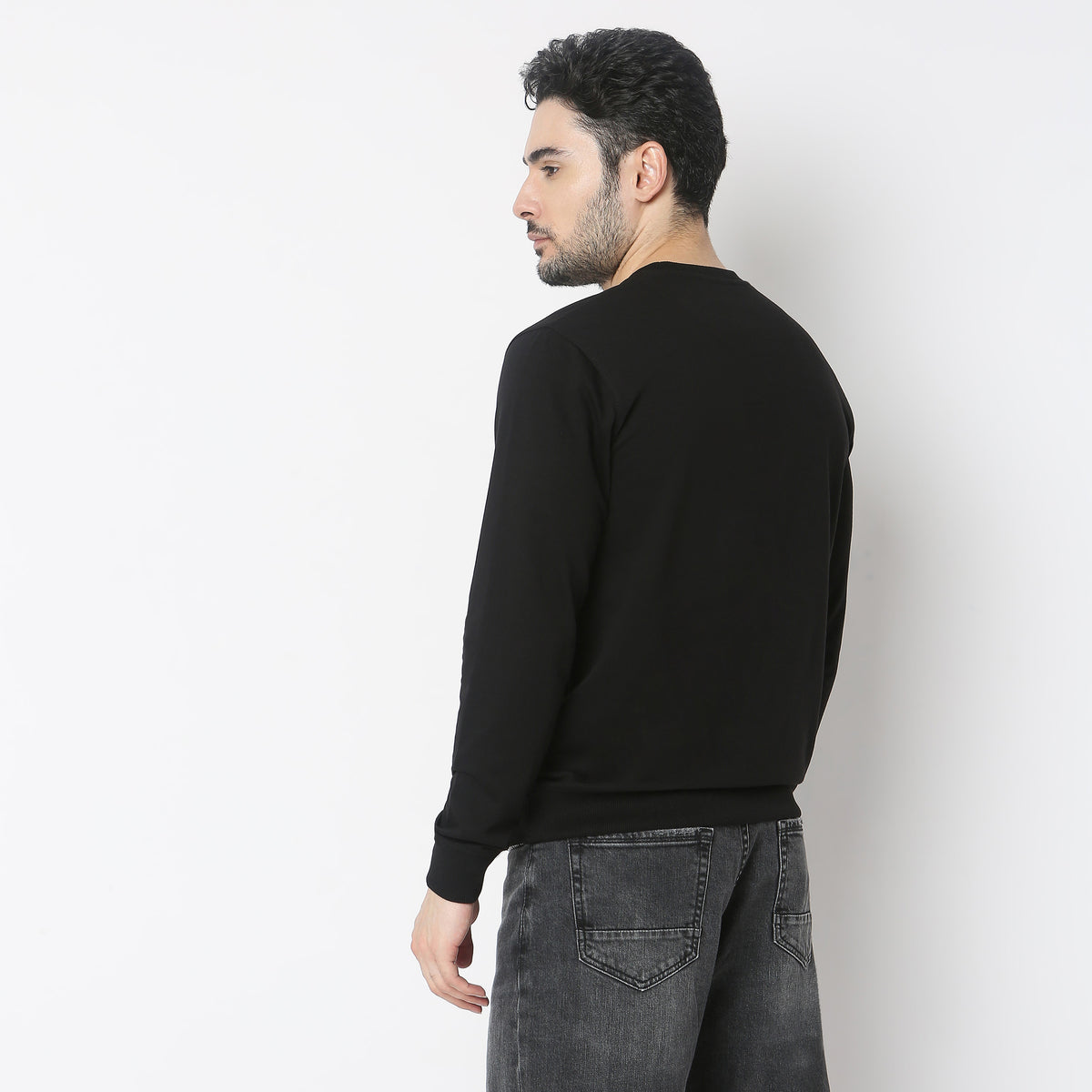 Regular Fit Solid Sweatshirt