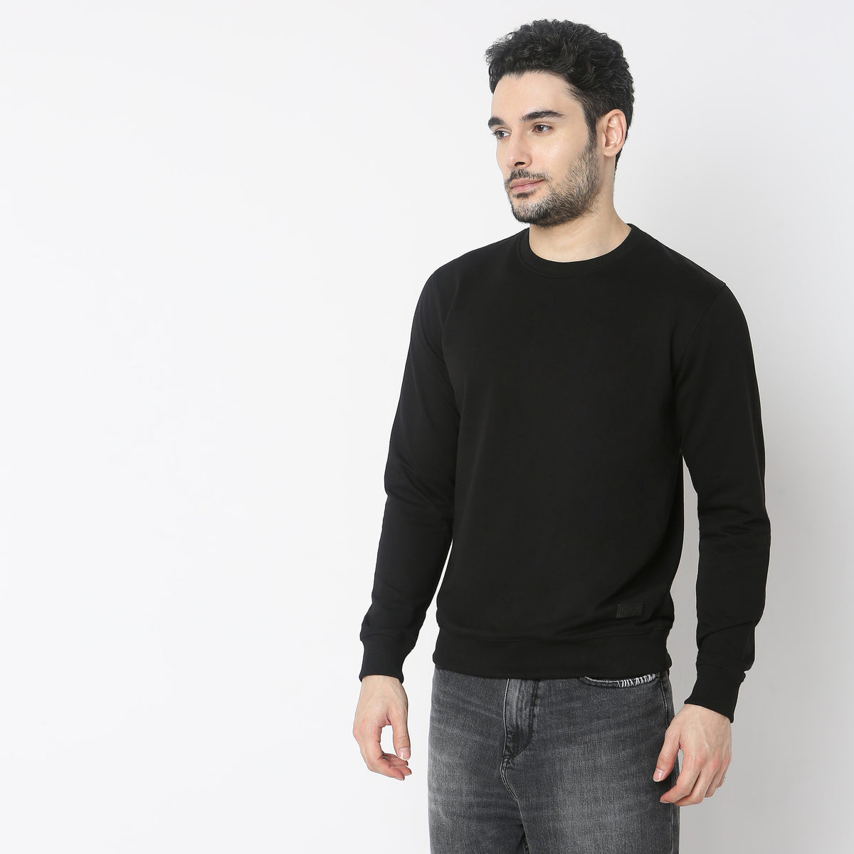 Regular Fit Solid Sweatshirt