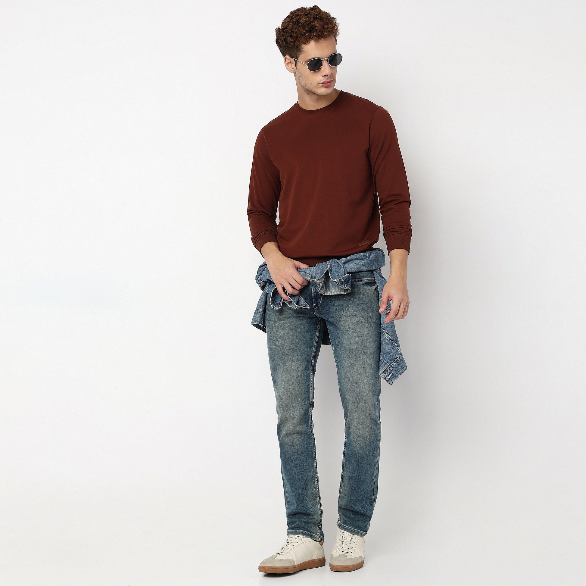 Regular Fit Solid Sweatshirt