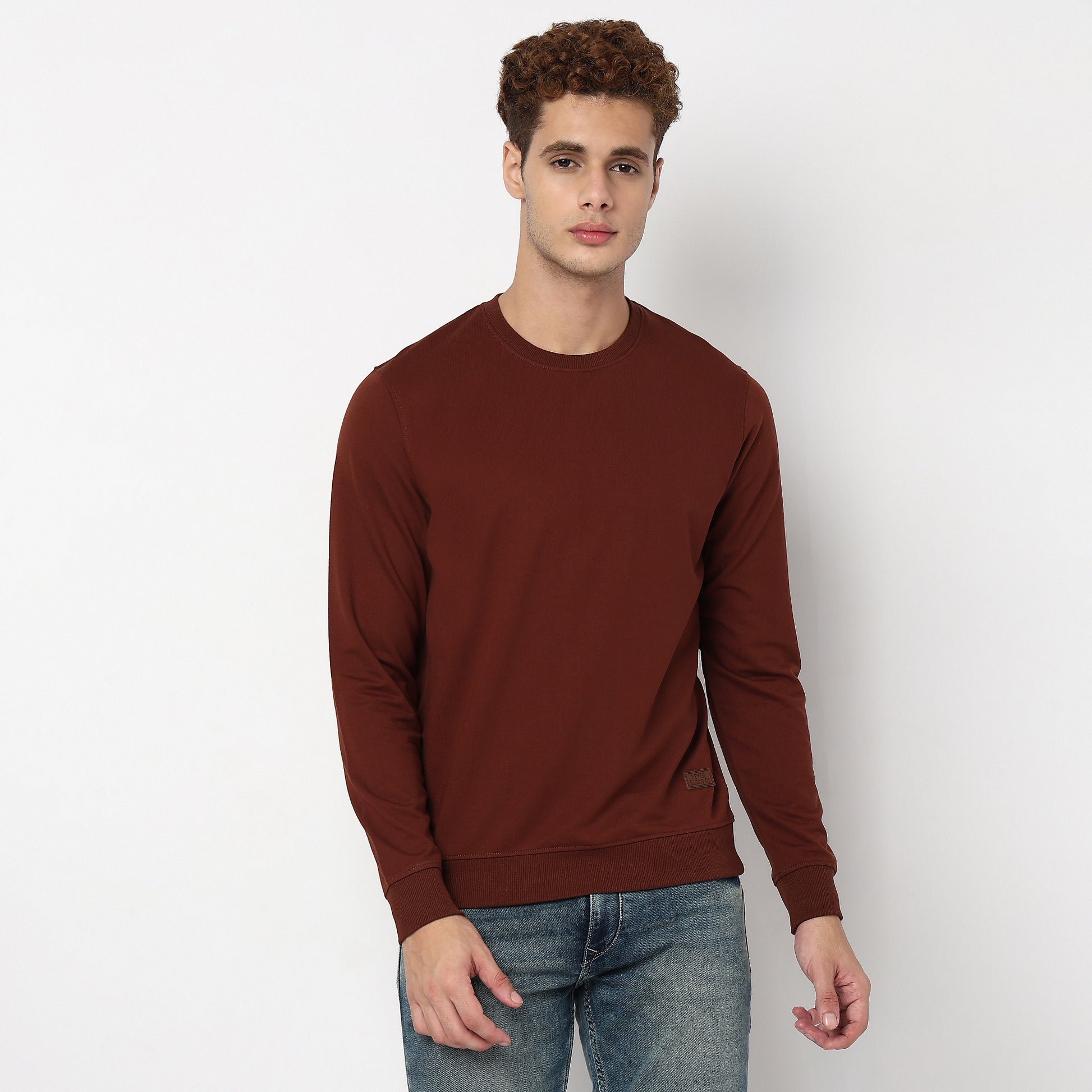 Regular Fit Solid Sweatshirt