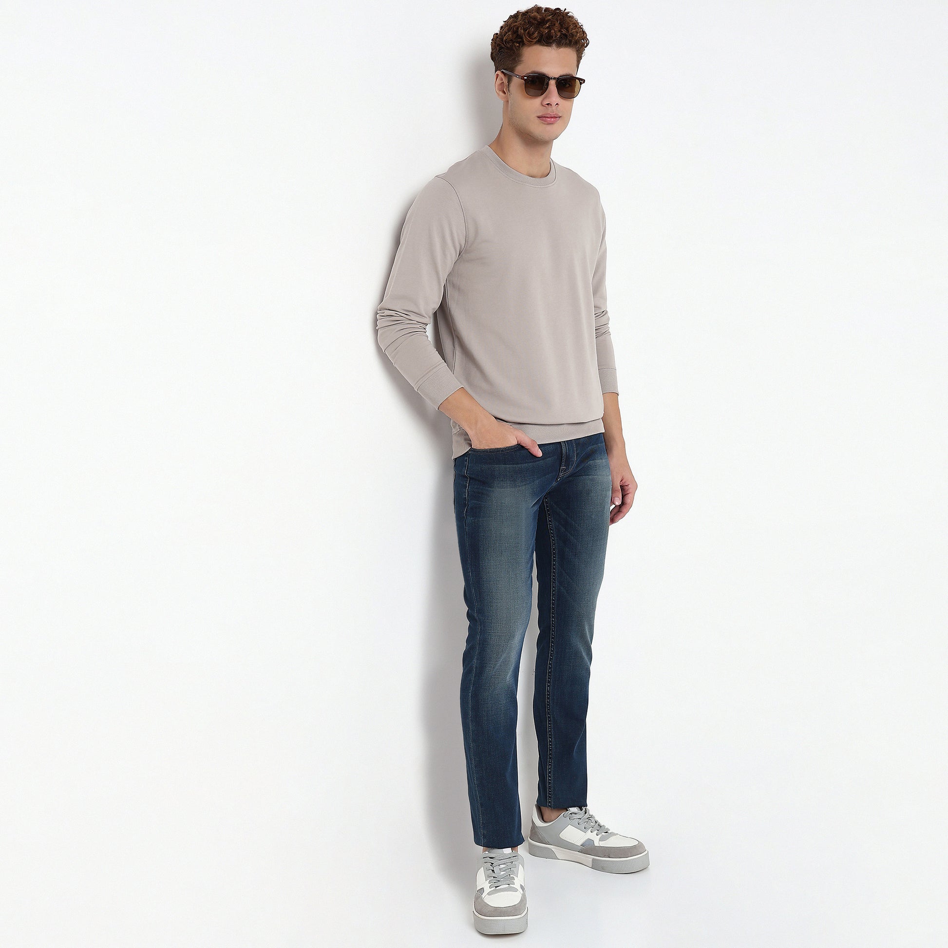 Regular Fit Solid Sweatshirt