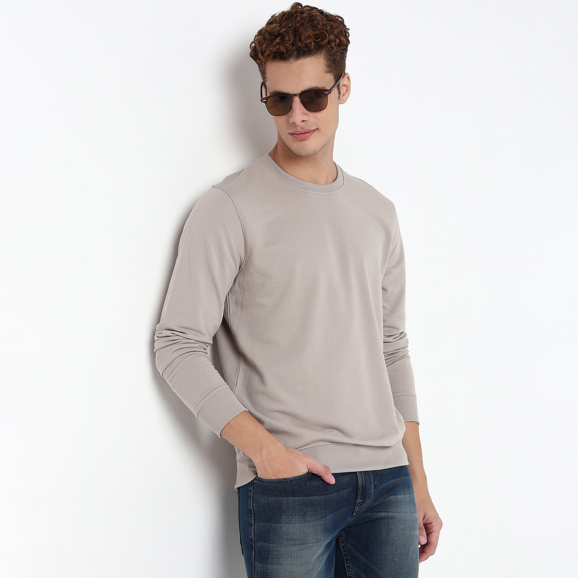 Regular Fit Solid Sweatshirt