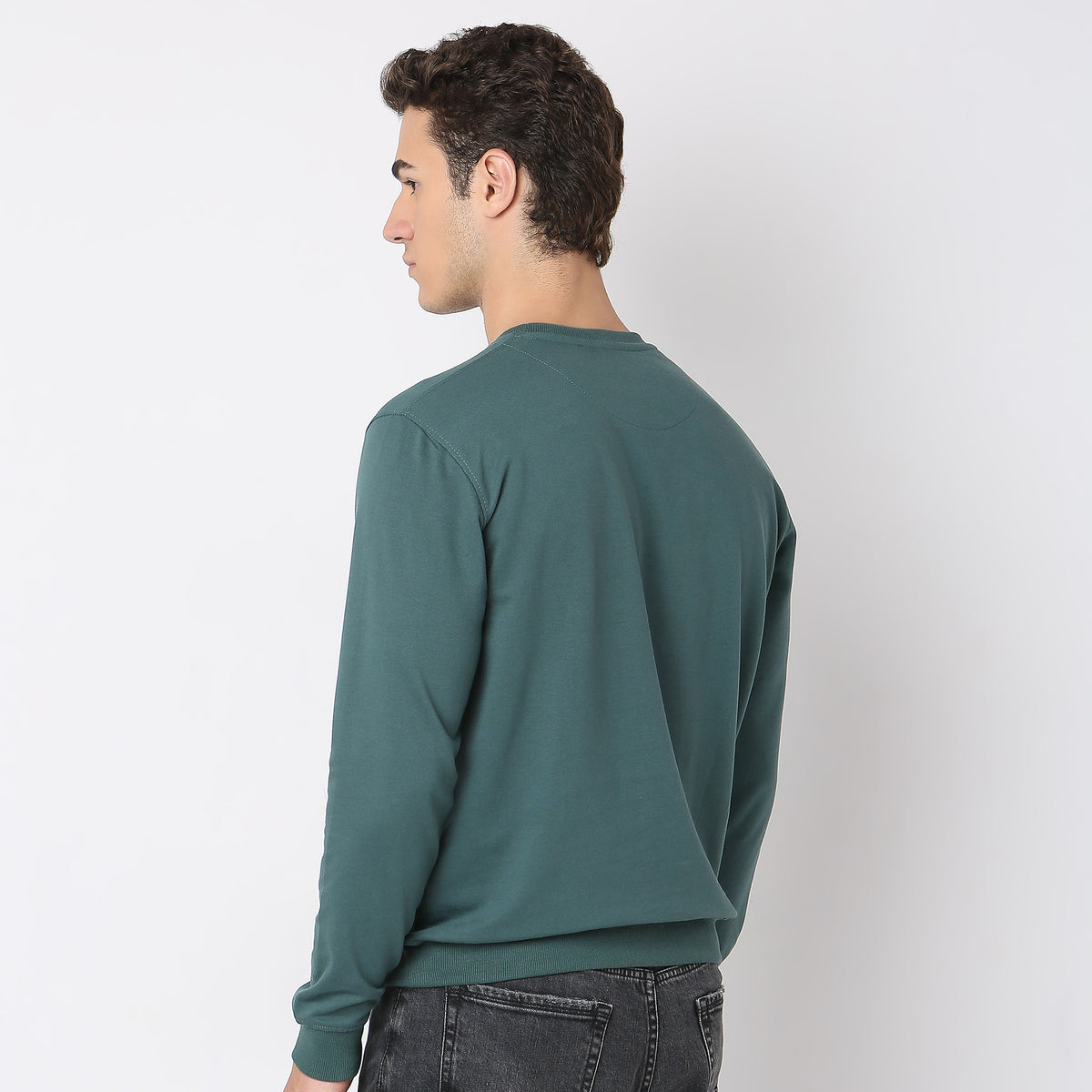 Regular Fit Solid Sweatshirt