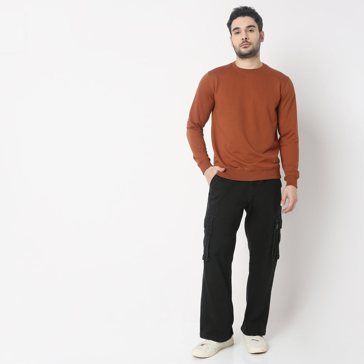 Regular Fit Solid Sweatshirt