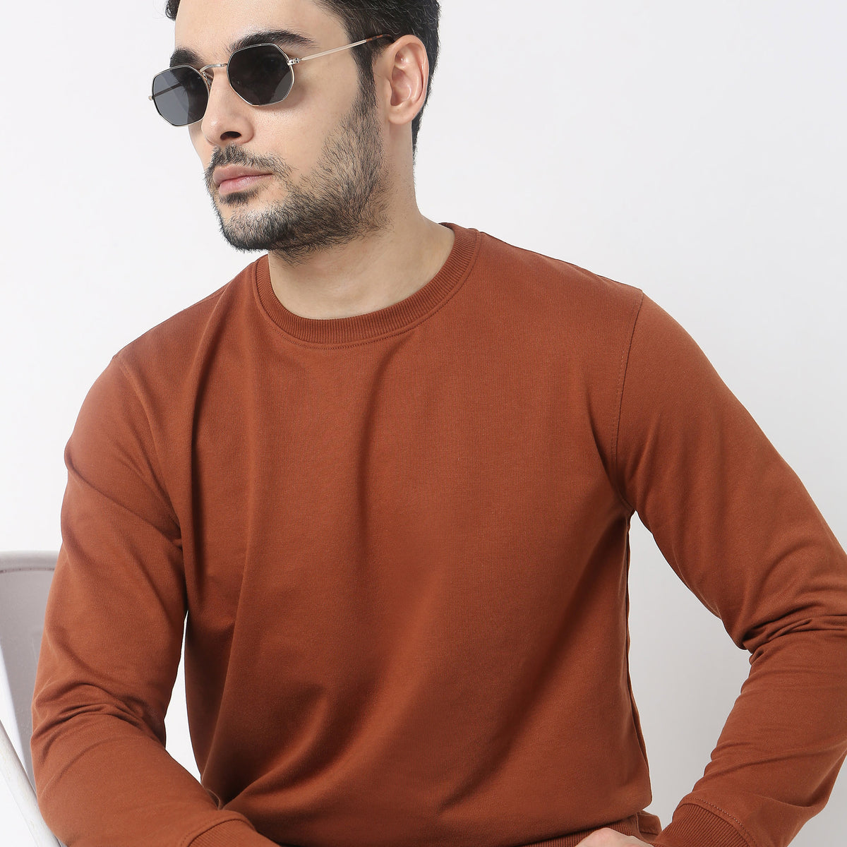 Regular Fit Solid Sweatshirt