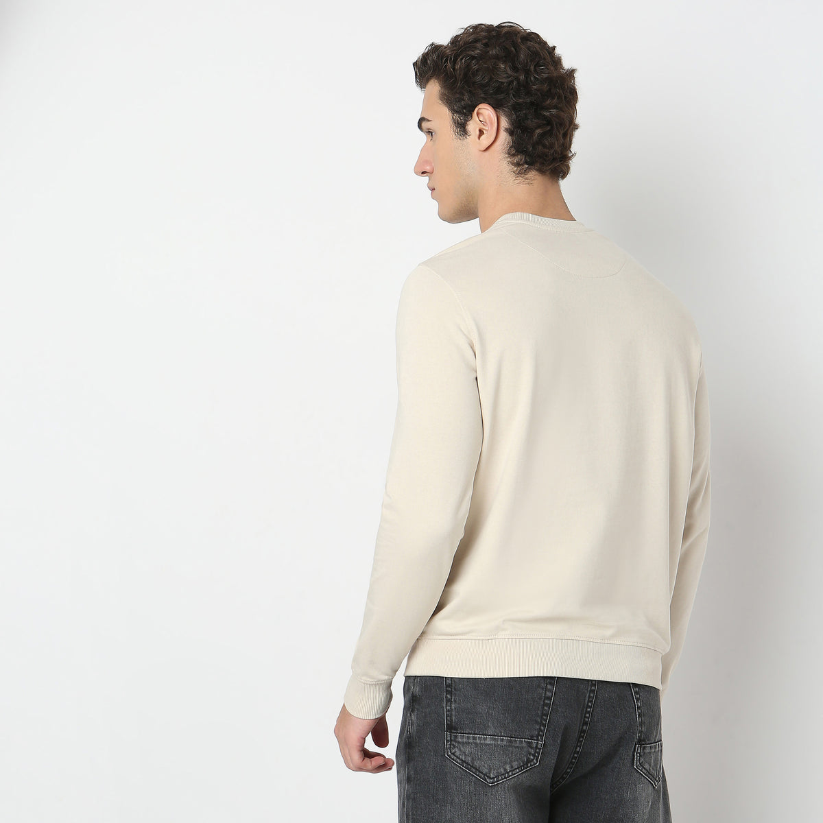 Regular Fit Solid Sweatshirt